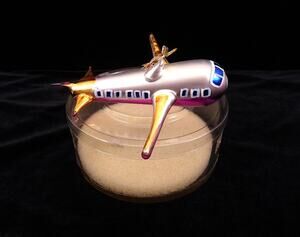 New Vintage Blown Glass Airplane Christmas Ornament Pilot Airline Flight Foleys